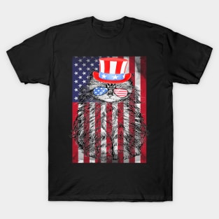 4th Of July Meowica Cat American Flag Glasses T-Shirt